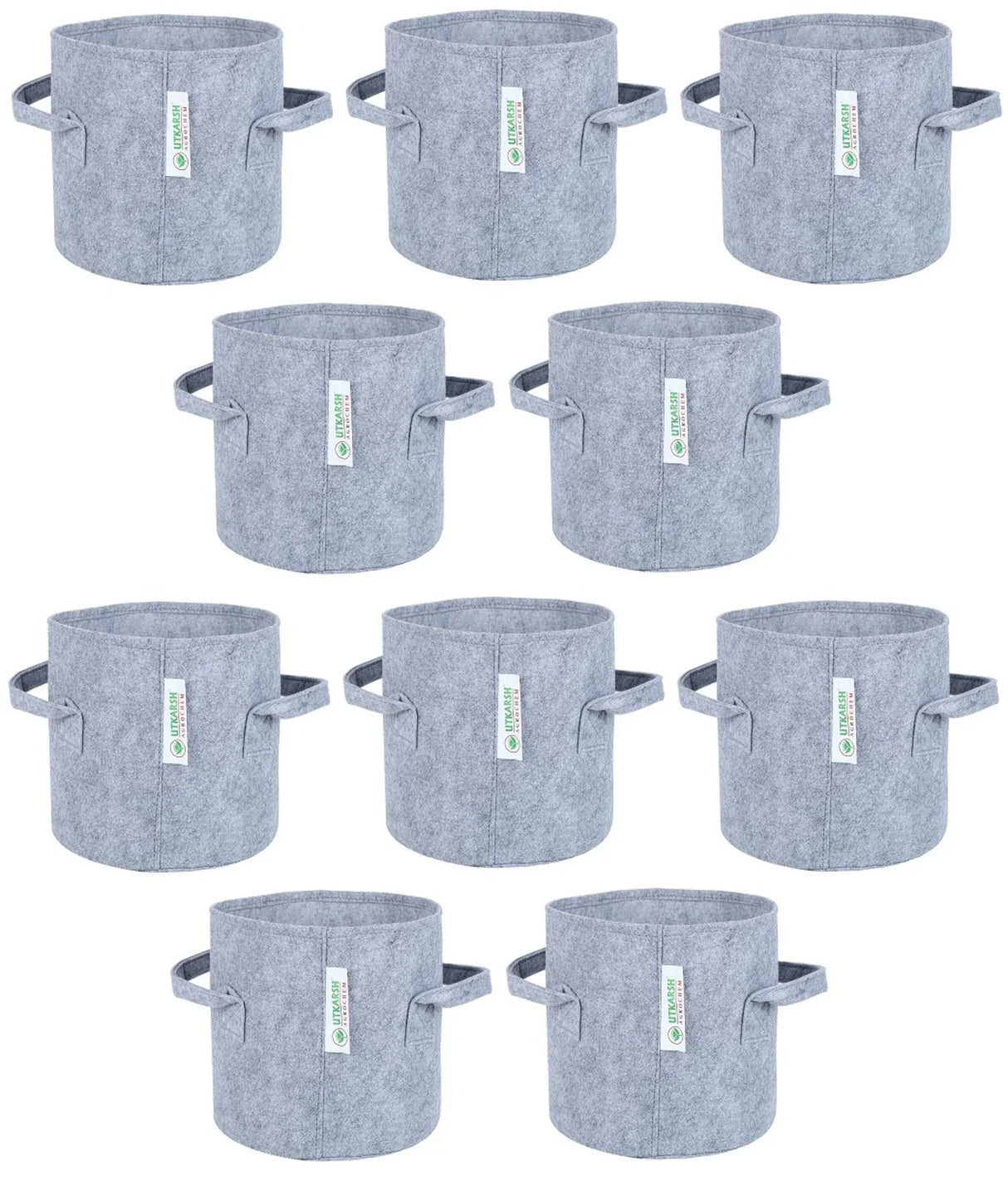 400 GSM Geotextile Fabric Growbags- Light Grey, Pack of 10 - Utkarsh Agrochem Pvt ltd.