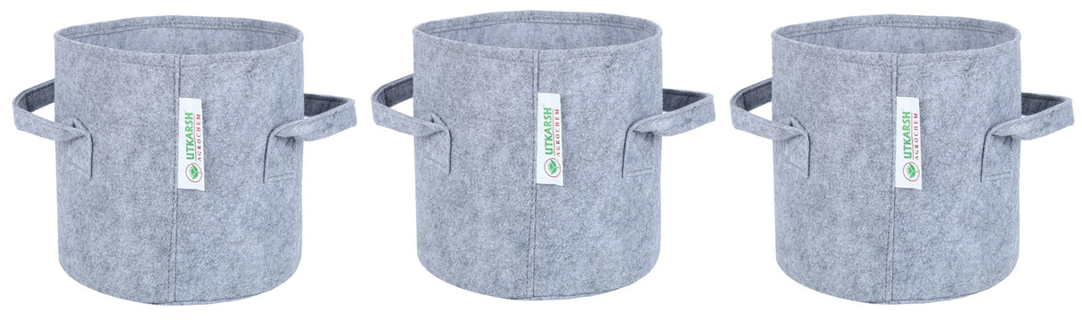 400 GSM Geotextile Fabric Growbags- Light Grey, Pack of 3 - Utkarsh Agrochem Pvt ltd.