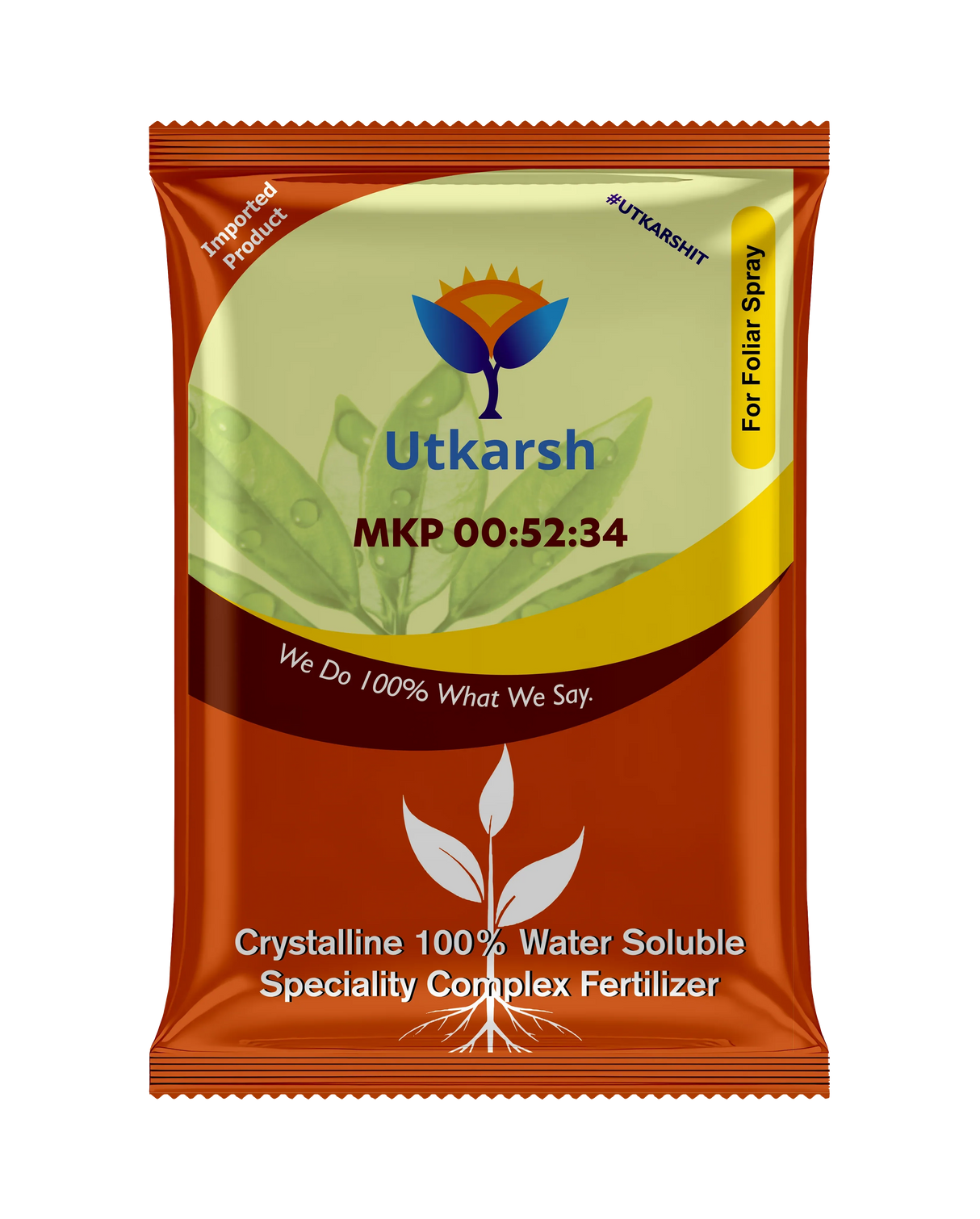 MKP 00 52 34 - Mono Potassium Phosphate, 100% Water Soluble Foliar Spray Nutrition | NPK Fertilizers for Growth, Flowering & Fruiting in Plants, Home Garden - Utkarsh Agrochem Pvt ltd.