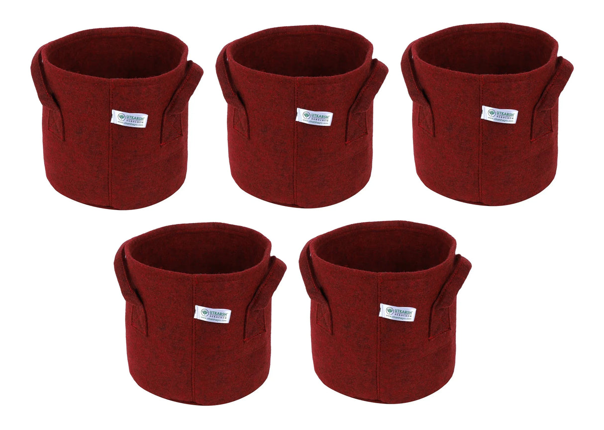400 GSM Geo Textile Fabric Growbags- Maroon, Pack of 5 - Utkarsh Agrochem Pvt ltd.