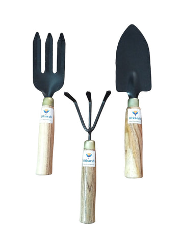 Utkarsh Home Gardening Tools Set- Mini Garden Tools Set (Cultivator, Fork & Trowel), Pruner Cutters & Heavy Duty Gloves - Combo of 5 | Portable Kit for Pruning, Planting, Transplanting & Digging