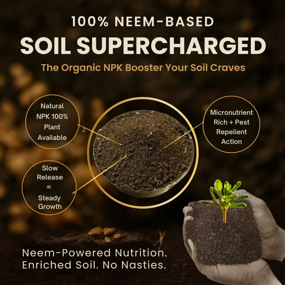 Neem Cake Powder for Plants, Organic Neem Khali Fertilizer for Home Garden, Manure for Flowers, Vegetables & Lawn