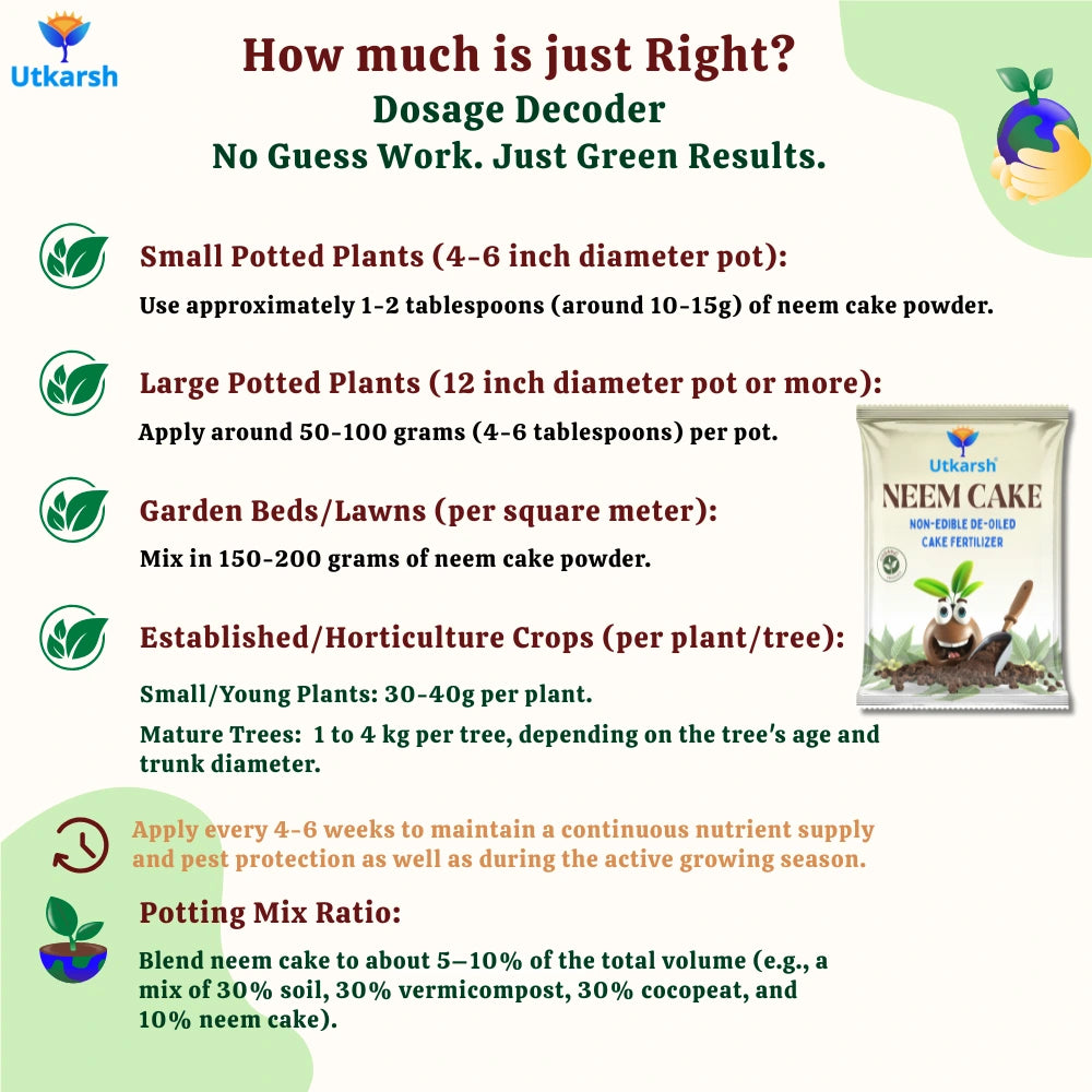 Neem Cake Powder for Plants, Organic Neem Khali Fertilizer for Home Garden, Manure for Flowers, Vegetables & Lawn