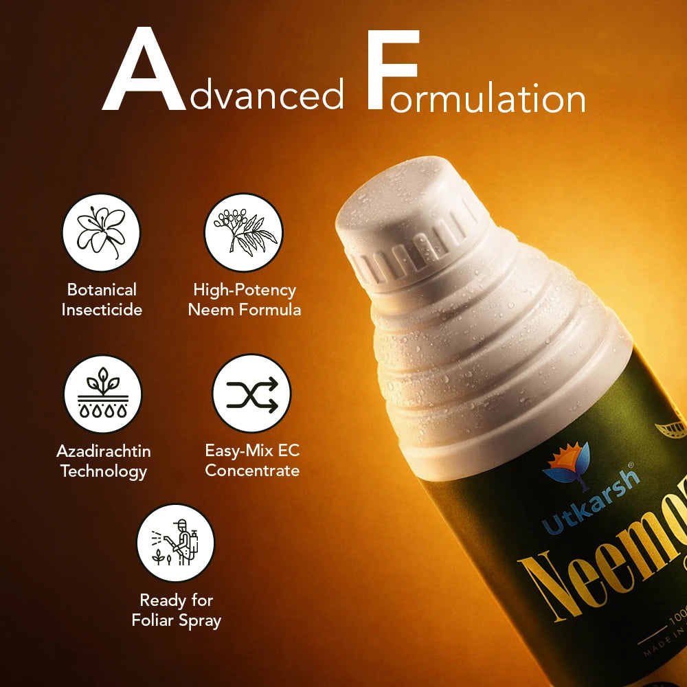 Neemoz Gold | Organic Neem Oil Bio-Insecticide with 10000 PPM Azadirachtin EC 1% W/W | Ideal for Tomato, Brinjal, Chilli, Cotton & Commercial Crop Pest Control