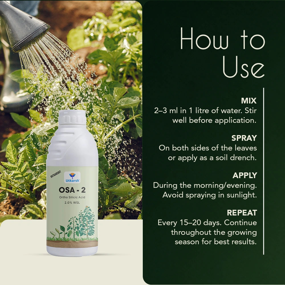 OSA-2 – Orthosilicic Acid 2% w/w Liquid | Silicon Fertilizer for Plants | Improves Plant Strength, Stress Tolerance & Yield