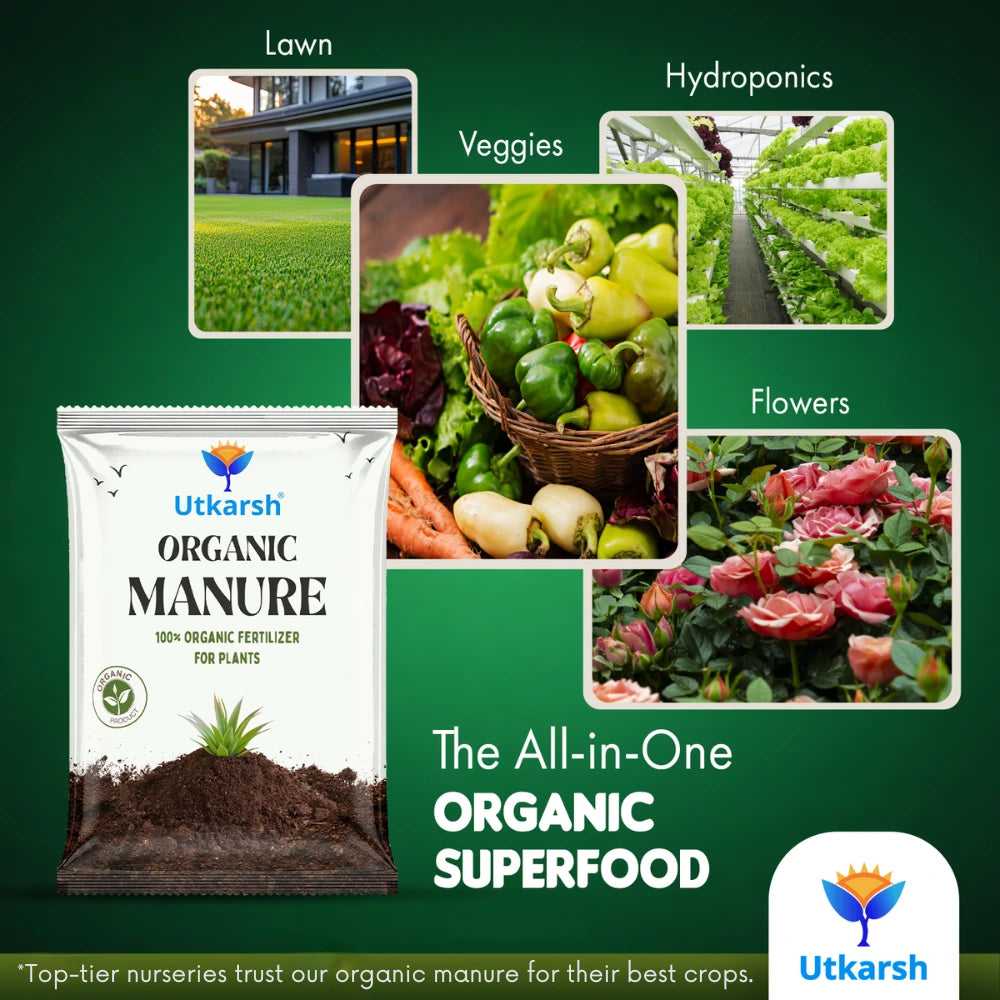 Organic Manure for Potted Plants, Organic Fertilizer for Home Garden, Crops, & Nursery, Khaad for Flowers, Vegetables & Lawn
