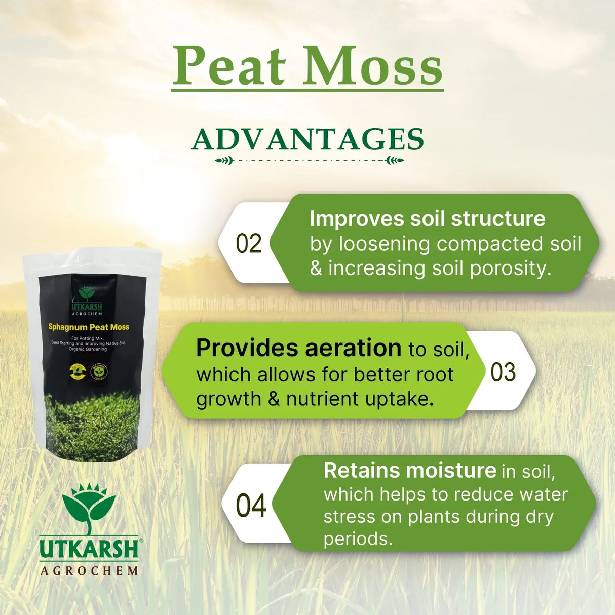 Peat Moss (For Potting Mix, Seed Starting and Improving Native Soil, Organic Gardening) - Utkarsh Agrochem Pvt ltd.