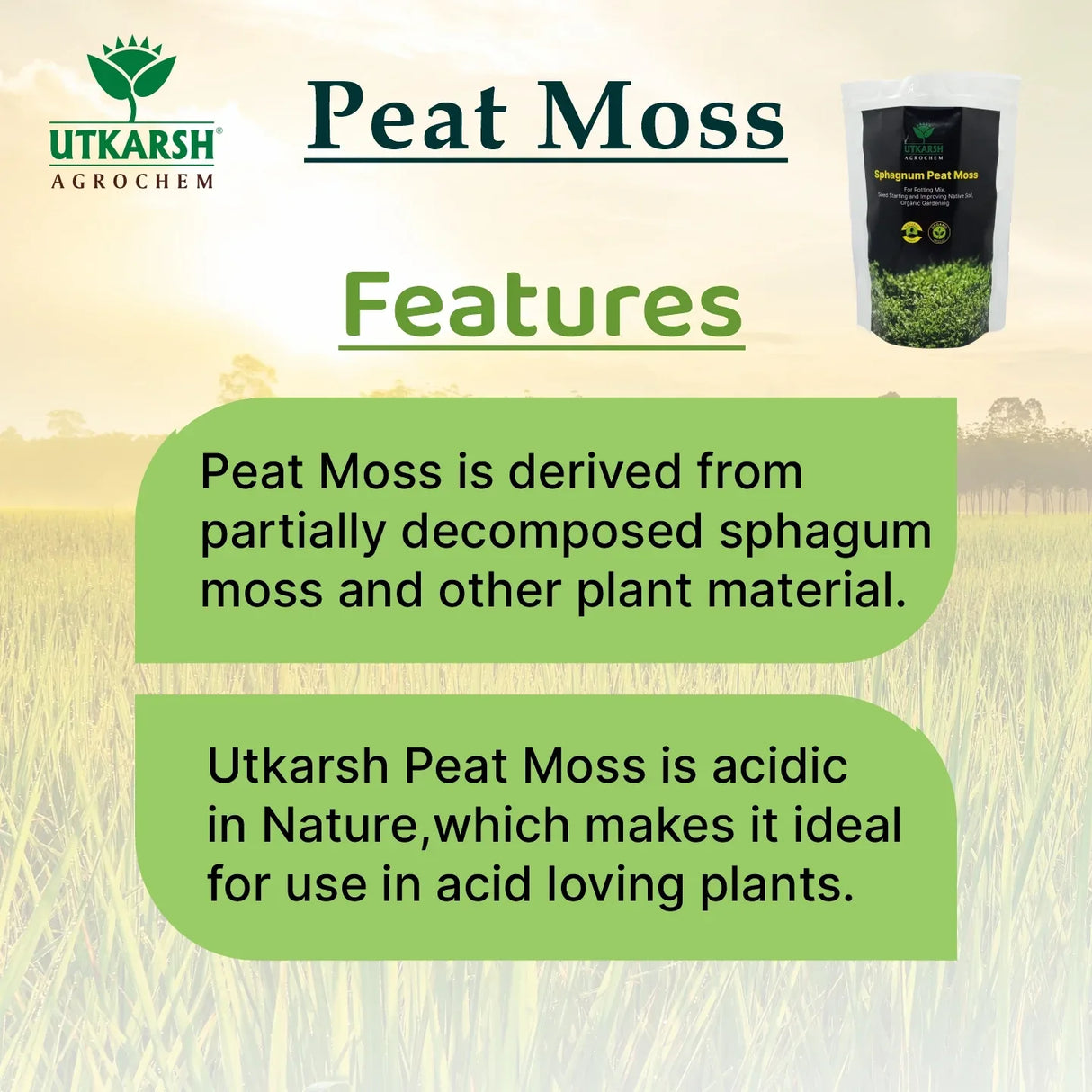 Peat Moss (For Potting Mix, Seed Starting and Improving Native Soil, Organic Gardening) - Utkarsh Agrochem Pvt ltd.