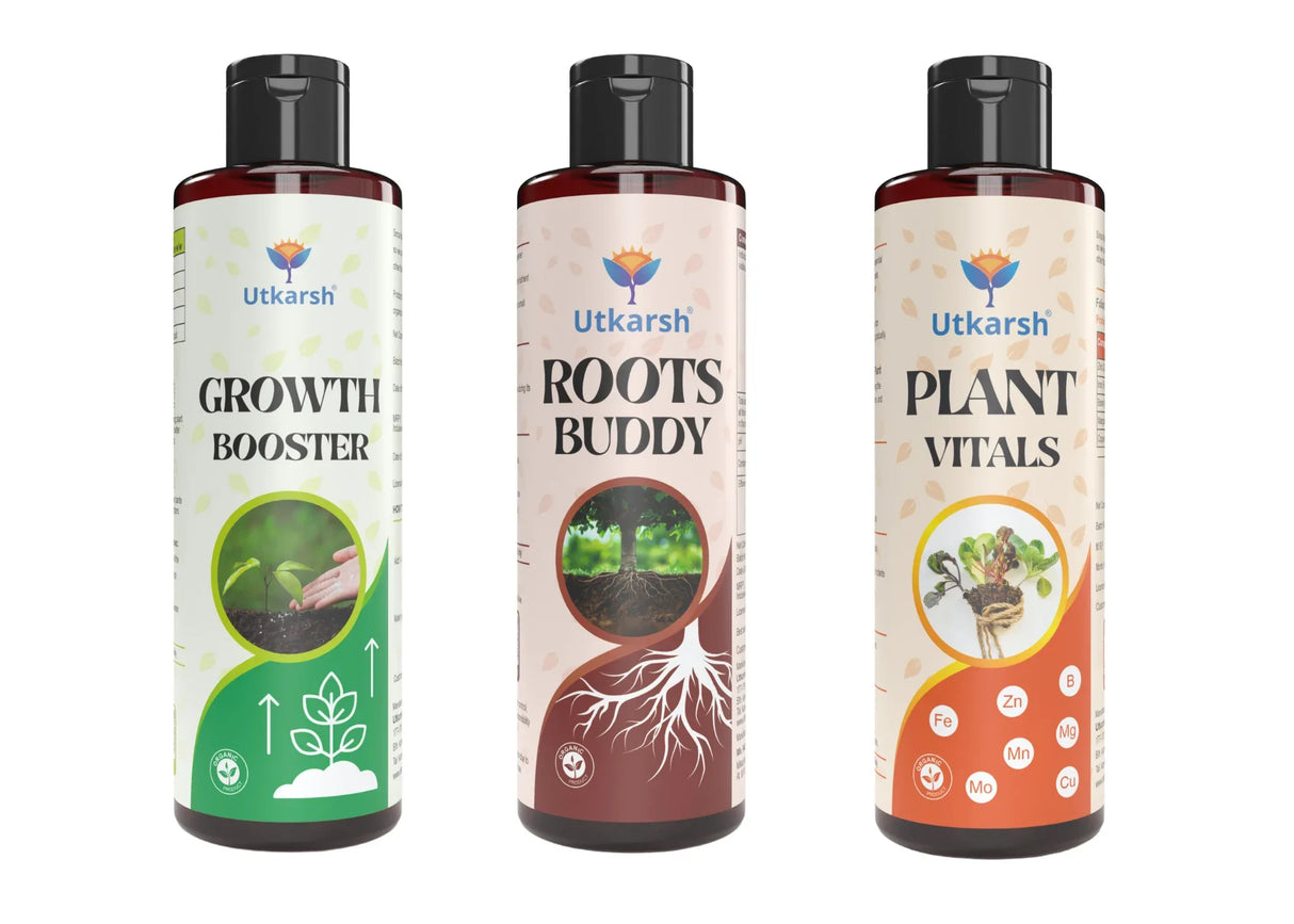 Plant Growth & Nutrition Kit - Promotes Healthy Roots & Robust Growth, Immunity Booster, Organic Liquid Fertilizer & Micronutrients for Home Garden, Indoor & Outdoor Plants - Utkarsh Agrochem Pvt ltd.