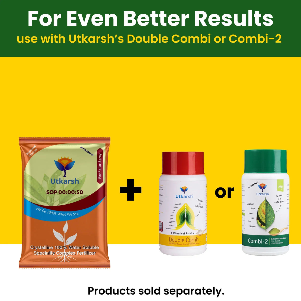 SOP 00 00 50 - Potassium Sulphate for Plants Growth, 100% Water Soluble Powder, Foliar Spray Nutrition | NPK Fertilizers for Home Garden & Crops - 25 Kg Bag - Utkarsh Agrochem Pvt ltd.