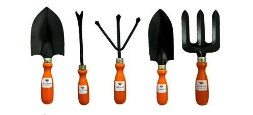 Utkarsh Garden Tools- Big & Small Hand Trowels, Hand i-Weeder, Hand Cultivator & Hand Fork|Garden Tools for Soil Tilling, Cutting, Pruning, Digging|Handy Tools for Indoor/Outdoor Gardens, Small Farms|Set of 5 Tools