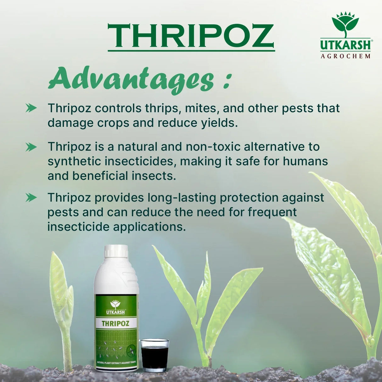 Thripoz | Natural Plants Extract Against Thrips | Natural Plant Protector for Sucking Pests- Aphids and White Fly - Utkarsh Agrochem Pvt ltd.
