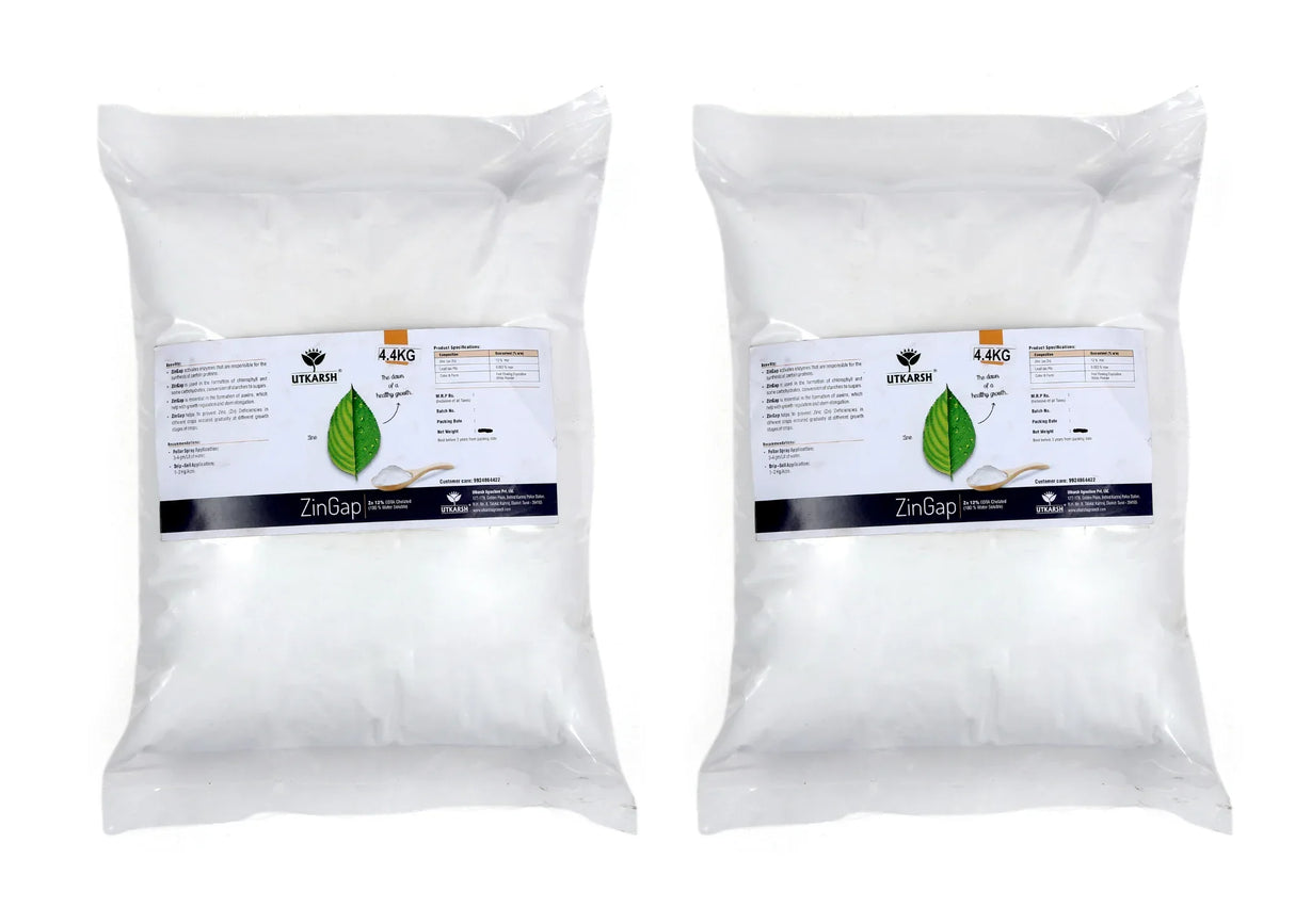 Zinc - 12% EDTA Chelated, 100% Water Soluble Fertilizers for Plants, Micronutrient for Green Foliage, Home Garden, Plant Growth Booster | ZinGap - Utkarsh Agrochem Pvt ltd.