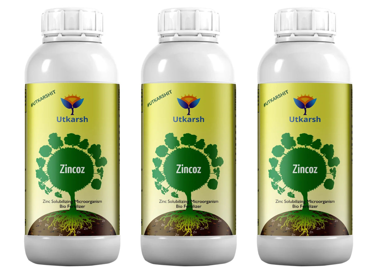 Zinc Solubilizing Microbes, Liquid Bio Fertilizer for Plants Growth, Increases Leaf Size & Promotes Healthy Green Foliage of Plants & Internode Length | Zincoz - Utkarsh Agrochem Pvt ltd.