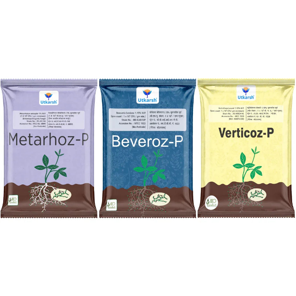 Insect Control Combo - Beveroz-P + Verticoz-P + Metarhoz-P - Utkarsh Agrochem Pvt ltd.
