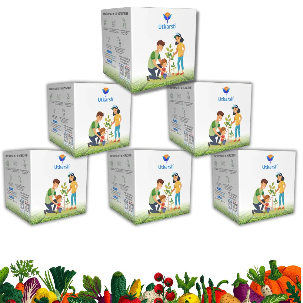 Seed Starter DIY Grow Kit with Gift Bags | Best Eco-Friendly Return Gift Ideas for Kids & Beginners | Easy to Grow it Yourself Gardening Set for Home & Kitchen Garden | Pack of 6 - Utkarsh Agrochem Pvt ltd.