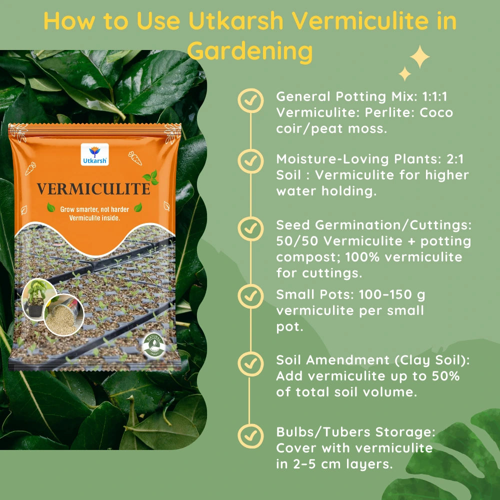 Vermiculite for Home Terrace Garden, Horticulture & Hydroponics 100% Natural, Organic Potting Soil Mix Additive & Nutrient Absorption | Size: 1 - 6 mm