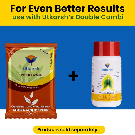 MKP 00 52 34 - Mono Potassium Phosphate, 100% Water Soluble Foliar Spray Nutrition | NPK Fertilizers for Growth, Flowering & Fruiting in Plants, Home Garden - 25 Kg Bag - Utkarsh Agrochem Pvt ltd. 