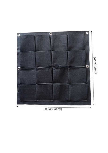 400 GSM Dark Grey Hanging Geotextile Growbag with 16 Roomy Pockets - Utkarsh Agrochem Pvt ltd. 