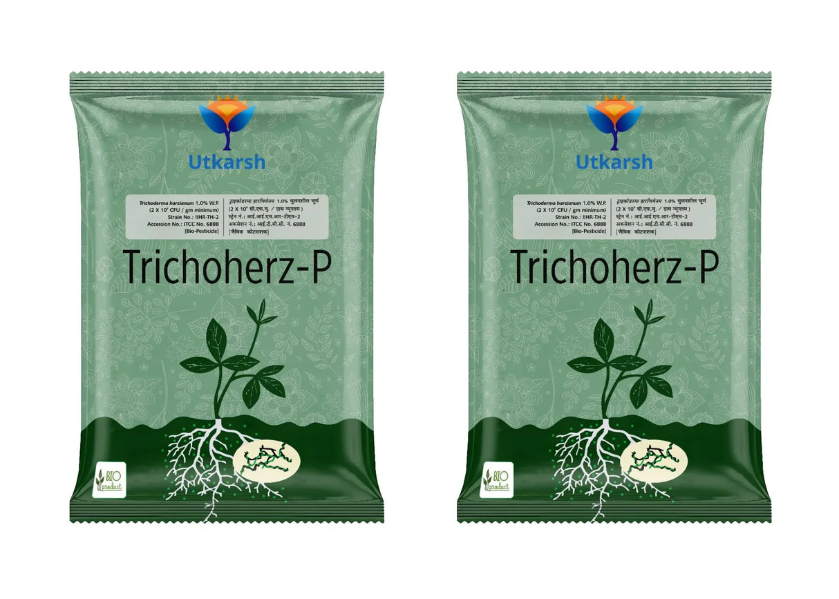 Trichoderma Harzianum 1% WP 2 x 10^6 CFU/gm min. Bio Fungicides for Plants, Crops and Home Gardening - Trichoherz-P - Utkarsh Agrochem Pvt ltd. 
