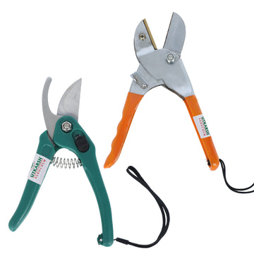 Utkarsh Garden Pruner Cutters, Anvil Roll Cut Secateurs | Bypass Shears, Super Pruning Secateurs | Heavy Duty Gardening Cutter Tools for Plants | Plant Stem Clippers/Trimmers Accessories - Set of 2 Tools