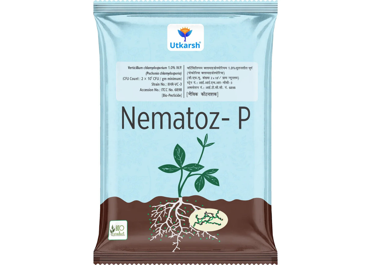 Verticillium Chlamydosporium | Pochonia Chlamydosporia 1.0% W.P 2 x 10^6 CFU/gm min. Bio Nematicides for Plants, Crops and Home Gardening - Nematoz-P - Utkarsh Agrochem Pvt ltd. 