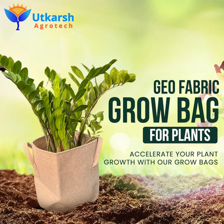 400 GSM Geo Textile Fabric Growbags- Beige, Pack of 10 - Utkarsh Agrochem Pvt ltd. 