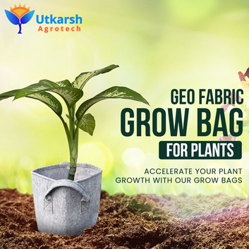 Utkarsh 400 GSM Eco Friendly Breathable Geo Textile Fabric Plant Grow Bag For Vegetables, Flowers & Herbs / Indoor & Outdoor Gardening (Light Grey)(Pack of 5)
