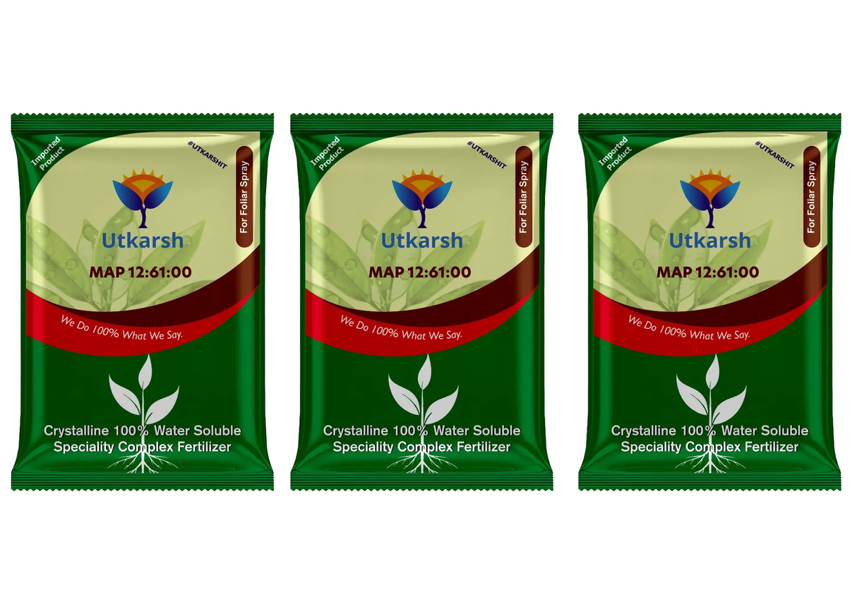 MAP 12 61 00 - Mono Ammonium Phosphate, NPK Fertilizers for Plants Growth & Home Garden | 100% Water Soluble Powder, Foliar Spray Nutrition - Utkarsh Agrochem Pvt ltd. 