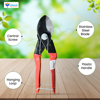 Utkarsh Steel Metallic Garden Anvil Double Cut Secateurs | Double Cut Pruners/Shears, Plant Cutting Scissors for Garden | Plant Branch Cutters/Trimmer for Home Gardening Tools Kit
