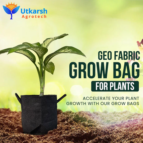 400 GSM Geotextile Fabric Growbags- Dark Grey, Pack of 5 - Utkarsh Agrochem Pvt ltd. 