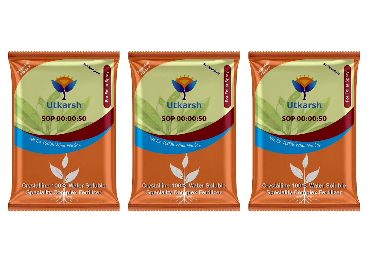 SOP 00 00 50 - Potassium Sulphate for Plants Growth, 100% Water Soluble Powder, Foliar Spray Nutrition | NPK Fertilizers for Home Garden & Crops - Utkarsh Agrochem Pvt ltd. 