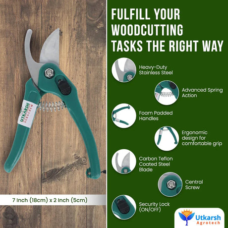 Garden Pruner Cutters, Scissors & ABS Gloves - 3 Pcs | Plant Branch Cutting Scissors for Gardening | Garden Plant Cutter Tools & Grass Pruning Accessories | Tools for Home Garden Kit - Utkarsh Agrochem Pvt ltd. 