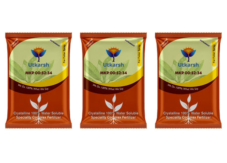 MKP 00 52 34 - Mono Potassium Phosphate, 100% Water Soluble Foliar Spray Nutrition | NPK Fertilizers for Growth, Flowering & Fruiting in Plants, Home Garden - Utkarsh Agrochem Pvt ltd. 