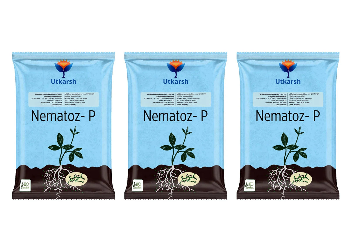 Verticillium Chlamydosporium | Pochonia Chlamydosporia 1.0% W.P 2 x 10^6 CFU/gm min. Bio Nematicides for Plants, Crops and Home Gardening - Nematoz-P - Utkarsh Agrochem Pvt ltd. 