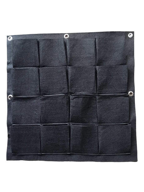 400 GSM Dark Grey Hanging Geotextile Growbag with 16 Roomy Pockets - Utkarsh Agrochem Pvt ltd. 