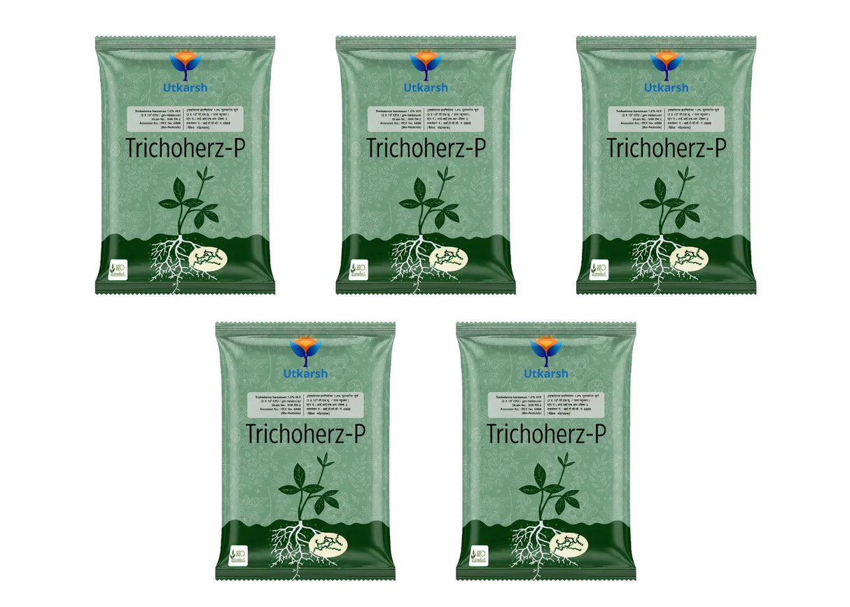Trichoderma Harzianum 1% WP 2 x 10^6 CFU/gm min. Bio Fungicides for Plants, Crops and Home Gardening - Trichoherz-P - Utkarsh Agrochem Pvt ltd. 