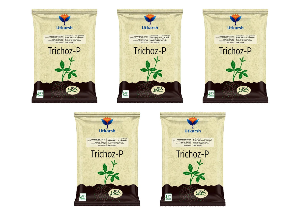 Trichoderma Viride 1.5% W.P.: 2 x 10^6 CFU/gm min. Bio Fungicide for Plants, Crops and Home Gardening - Trichoz-P - Utkarsh Agrochem Pvt ltd. 