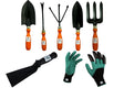 Essential Gardening Hand Tools - 7 pieces | Gardening Tool Set Combo | Durable Home Garden Tool Kit for Soil | Cultivator, Big and Small Trowel, Weeder, Fork, 3 inch Khurpi & ABS Garden Gloves - Utkarsh Agrochem Pvt ltd. 