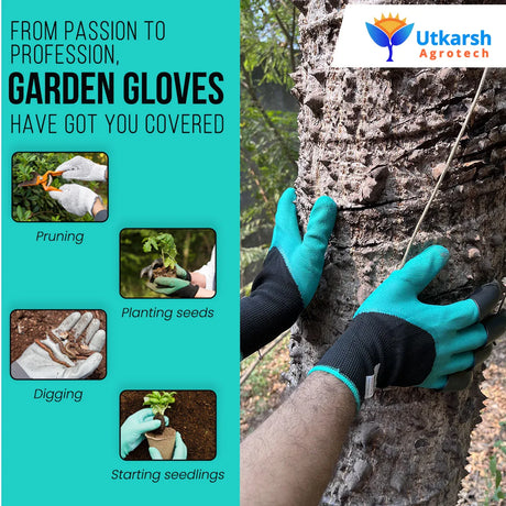 Garden Pruner Cutters, Scissors & ABS Gloves - 3 Pcs | Plant Branch Cutting Scissors for Gardening | Garden Plant Cutter Tools & Grass Pruning Accessories | Tools for Home Garden Kit - Utkarsh Agrochem Pvt ltd. 