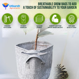 400 GSM Geotextile Fabric Growbags- Light Grey, Pack of 10 - Utkarsh Agrochem Pvt ltd. 