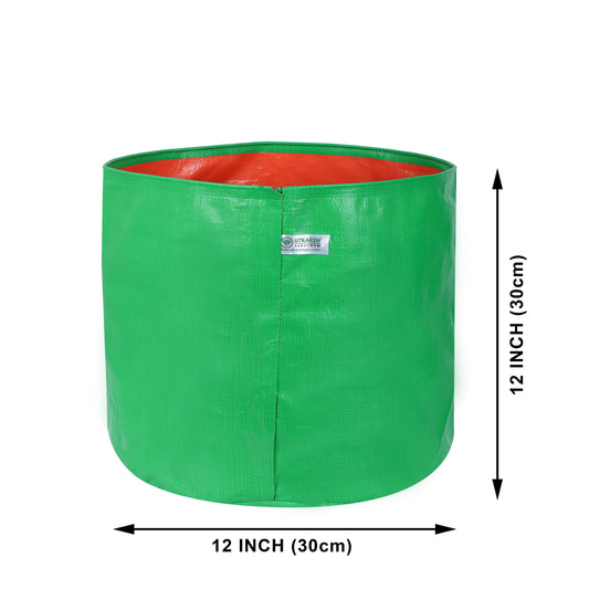 Utkarsh 200 GSM, UV Treated, Durable, Round HDPE Grow Bags for Indoor, Outdoor, Terrace Gardening|Leafy Vegetable for Balcony|Washable and Reusable Grow Bags for Vegetable, Fruit and Flower Plant / Green