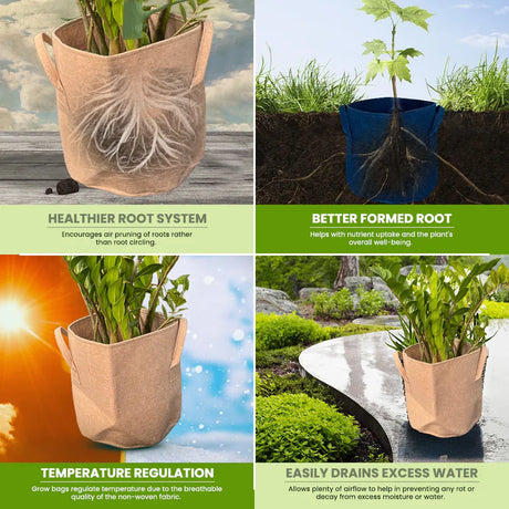 400 GSM Geo Textile Fabric Growbags- Beige, Pack of 3 - Utkarsh Agrochem Pvt ltd. 