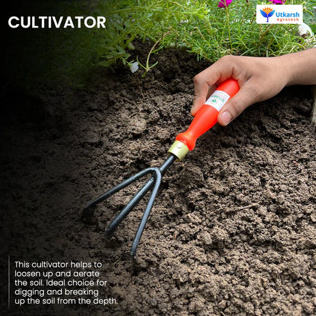 Gardening Hand Tools Set - 5 Pieces (Cultivator, Big and Small Trowel, Weeder, Fork) | Tools for Home Garden | Durable Plant Tool Kit | Farming Tools - Utkarsh Agrochem Pvt ltd. 