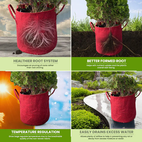 400 GSM Geo Textile Fabric Growbags- Maroon, Pack of 5 - Utkarsh Agrochem Pvt ltd. 