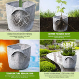 400 GSM Geotextile Fabric Growbags- Light Grey, Pack of 5 - Utkarsh Agrochem Pvt ltd. 