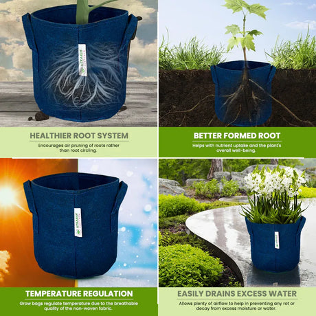 400 GSM Geotextile Fabric Growbags- Blue, Pack of 3 - Utkarsh Agrochem Pvt ltd. 