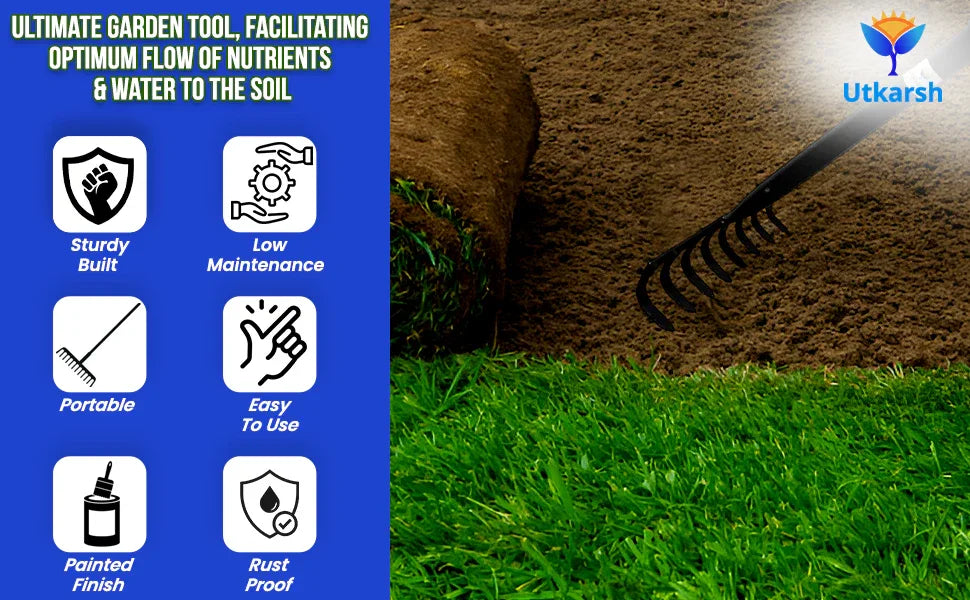 8 Tooth Rake Garden Rake with 8 Teeth- 1 Pc – Utkarsh Agrochem Pvt ltd.