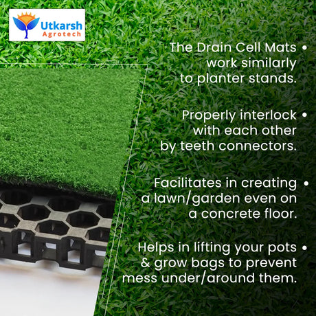 Garden Drainage Cell Mats (Thickness: 30 mm) Terrace/Kitchen Garden | Heavy-Duty, Highly Durable Polypropylene Water Drain Cell Mats for Indoor-Outdoor Home Garden - Utkarsh Agrochem Pvt ltd. 