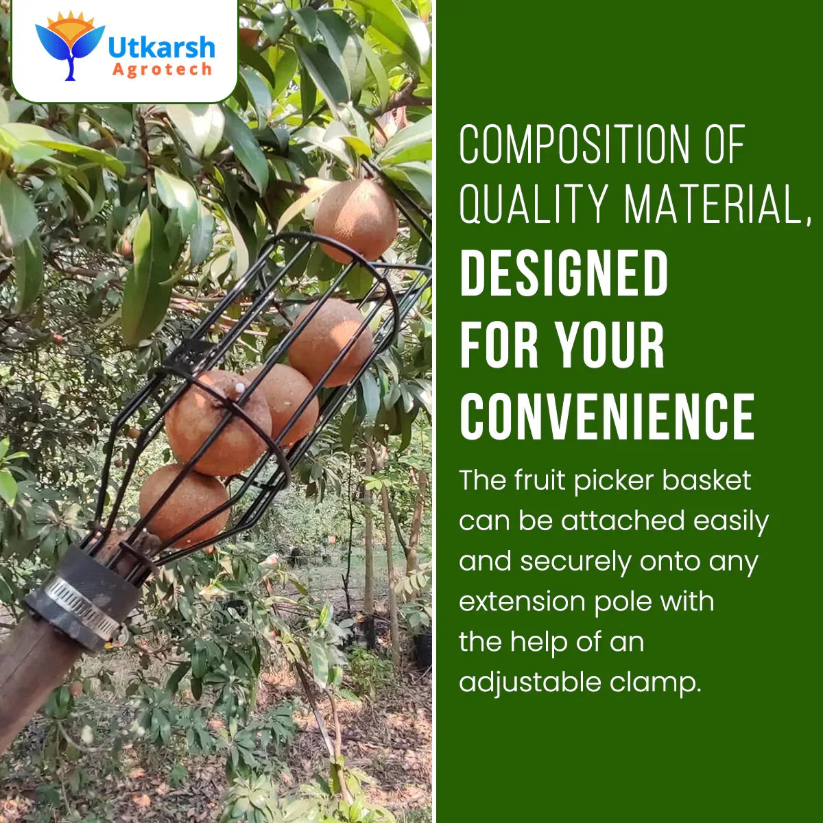 Small Fruit Picker Basket- 1 Pc - Utkarsh Agrochem Pvt ltd. 